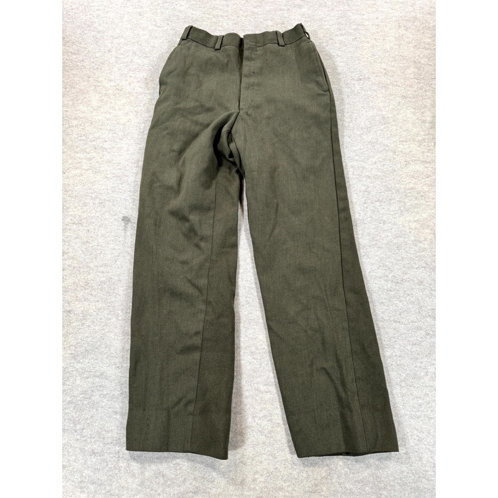 SACO Uniform Dress Pants Men 31 Green Wool Mid Rise Straight Leg Formal Business